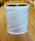 Textured Blue & Ivory Wallpaper Covered Wastebasket