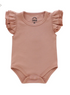 Dusty Rose Flutter Short Sleeve Cotton Baby Onesie