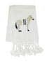 White Turkish Hand Towel with  Beige Zebra